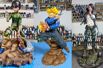 3d print and paint custom anime figure resin bust statue miniature diorama stl