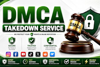 dmca takedown copyright removal of google,fb, insta,tiktok,harassing posts,yt,x