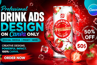 design professional drink beverage and product ads for social media