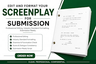 format your screenplay and film script to industry standard