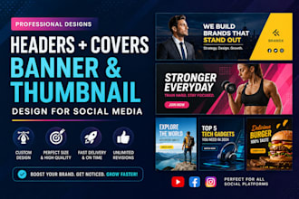 design social media headers, covers, banners and thumbnails
