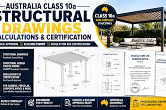 australia class 10a structural pergola gazebo carport drawings calculations