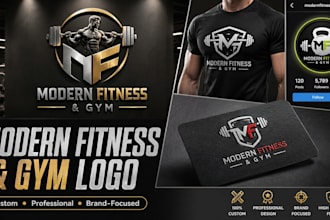 design a modern fitness gym logo for your brand