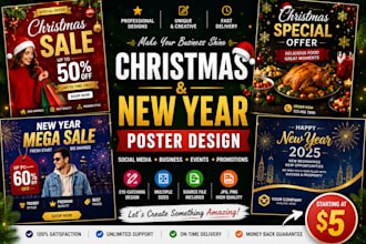 design professional christmas and new year posters