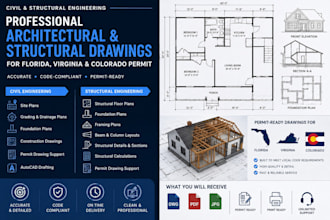 draftsman architectural floor plan structural florida, virginia, colorado permit