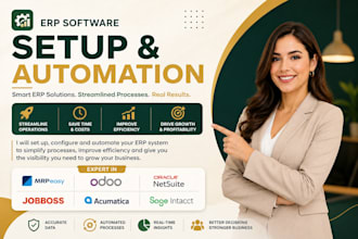 setup erp software mrpeasy odoo oracle netsuite jobboss acumatica sage intacct