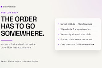 build a webflow shop with stripe checkout and automated orders