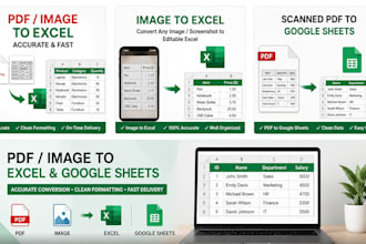 convert PDF or images to excel and google sheets