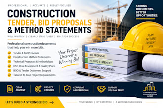 write construction tender, bid proposals and method statements