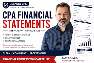 prepare CPA financial statement, profit loss, and business valuation, CPA letter