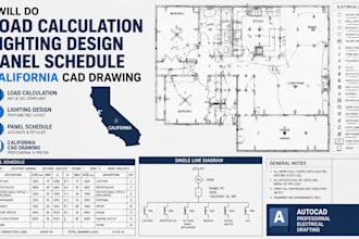 do load calculation lighting design panel schedule california cad drawing
