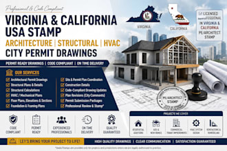 do virginia ca USA  stamp, architecture drawing structural hvac city permit