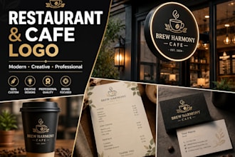 design a modern restaurant cafe and food business logo