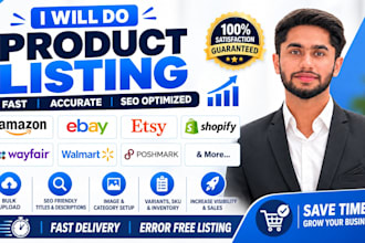 list and add products on amazon, shopify, ebay, etsy, wayfair, faire, 1stdibs