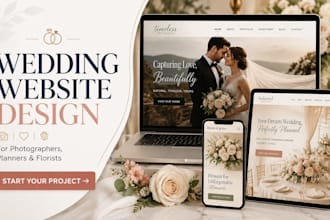design wedding website for wedding photographer, event planner, wedding florist