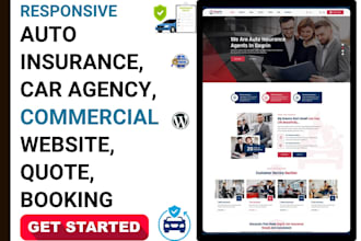 design auto insurance car agency commercial website with quote and booking