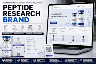 peptide research brand logo product label coa qr code batch gdpr custom field
