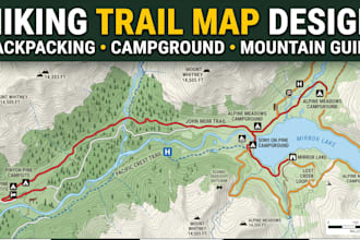 design backpacking trail map hiking route map campground ad mountain trail guide