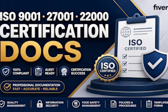 prepare iso 9001 14001 45001 27001 22000 haccp gmp documentation