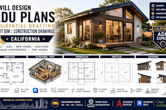 design adu plans residential drafting revit bim  construction drawing california