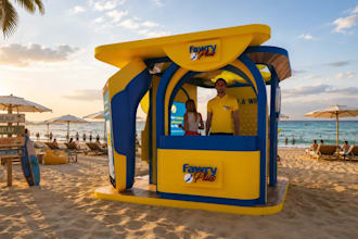 design a professional 3d kiosk and pop up retail space
