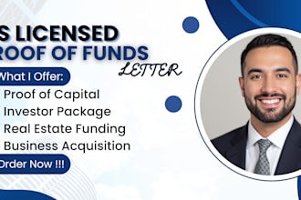 prepare proof of funds letter, income verification and financial statement