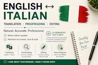 translate english to italian and proofread your italian text