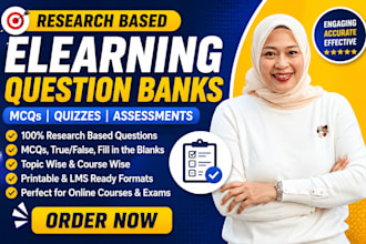 create research based elearning question banks, mcqs online course assessment