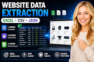 extract website data into excel, CSV or json