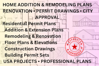 design home addition, remodeling and renovation plan for city, building permit