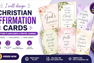 design affirmation cards, scripture cards, prayer cards and flashcards