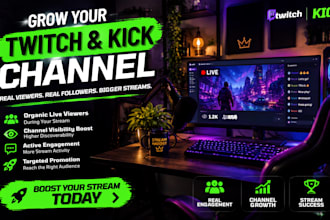 do organic twitch and kick promotion real kick followers active twitch viewers