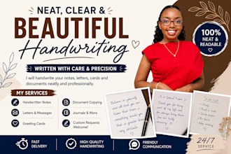 do neat handwritten notes, letters, cards and document copying