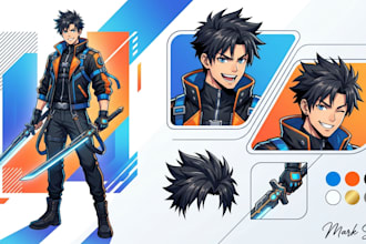 create a custom oc character reference and model sheet design