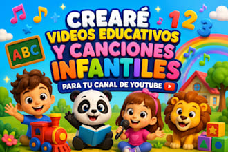 crea vídeo de animación 2d únicos para niños que incluyan cancionesyrimas infant