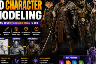 create custom 3d character models for games and 3d printing