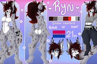draw custom furry art fursona character design nsfw furry reference sheet oc