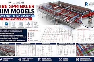 create fire sprinkler bim models revit mep shop drawings and hydraulic plans