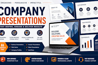 design a stunning company presentation, business pitch deck and corporate PPT