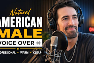 record an american male voice over and character voices