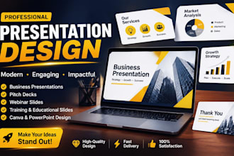 design professional powerpoint presentations, webinar slides and pitch decks