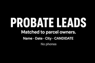 send monthly probate leads for a county you name