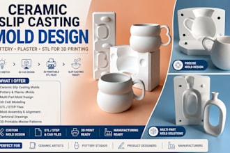 design ceramic slip casting, pottery and plaster molds with stl for 3d printing