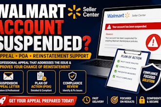 write your walmart suspension appeal, reinstate walmart and plan of action