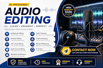 do audio podcast transcription editing remove background noise, echo, audiobook