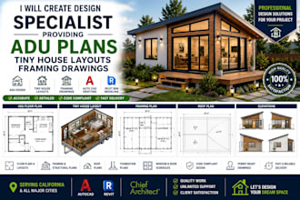 create design specialist providing adu plans tiny house layouts framing drawings