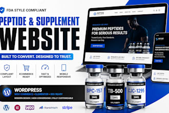 build fda compliant elementor website reserch peptide store wordpress ui website