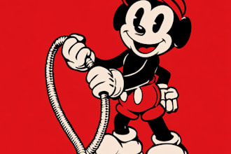 draw retro mascot illustration in rubber hose style