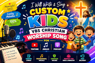 write sing custom kids vbs christian worship song for youtube jingles or podcast