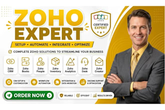setup zoho CRM books people inventory analytics desk mail forms creator